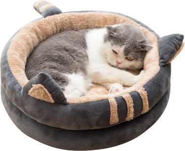 PETCUTE Лежак-будиночок для котів і собак, зимовий, м'який, із знімною подушкою, нековзка основа, праний, для котів, кошенят, цуценят
