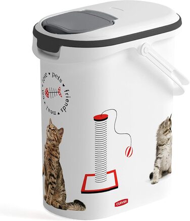 Контейнер для корму Curver 10 л, білий/сірий, для котів Love Pets, 4 кг