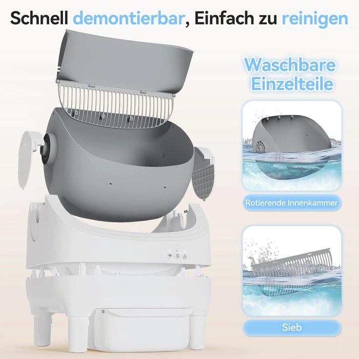 Автоматичний лоток для котів з самоочищенням, керуванням через додаток, великий розмір XXL, для великих котів (до 15 кг) та кількох котів, самоочищення на 15 днів