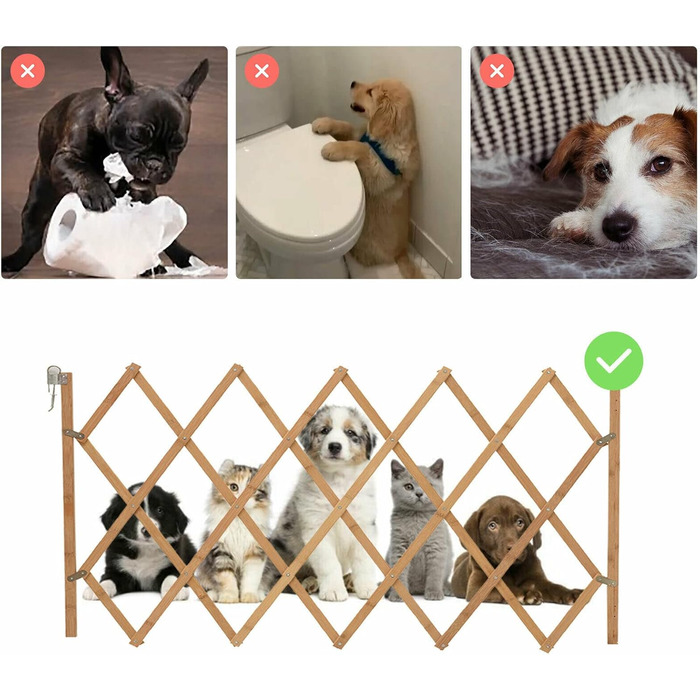 Захисне ґратка для собак, дерев'яне розтяжне ґратка, 75 x 105 см