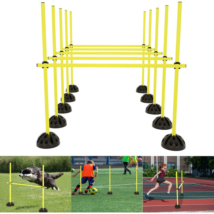 Набір пружинних стрибків YRHome для агіліті та координації - 15 стрибків, 10 підставок, 10 кліпсів (жовтий)