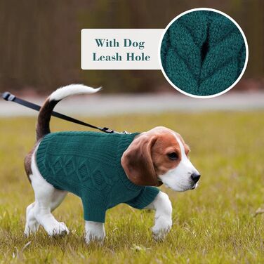 Пуловер для котів та собак Hjumarayan, теплий зимовий пуловер з отвором для повідка, стильний пуловер для кошенят та маленьких собак (Півнячий зелений, S)