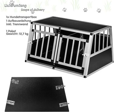 Кія для собак з похилою передньою та задньою стінкою, 75° - вибір розміру, M, 54×69×60 см (перегородка для цуценят 89×69×50 см)