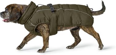 Накидка для собак HUNTER Paxson Mops & Co., оливковий колір, водонепроникна, з відбиваючими елементами, для маленьких собак