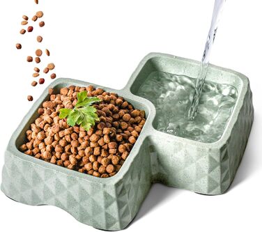 Подвійний миска для котів та маленьких собак ne&no® з бамбука, неслизька, до 400г корму та 350мл води, м'ятного кольору