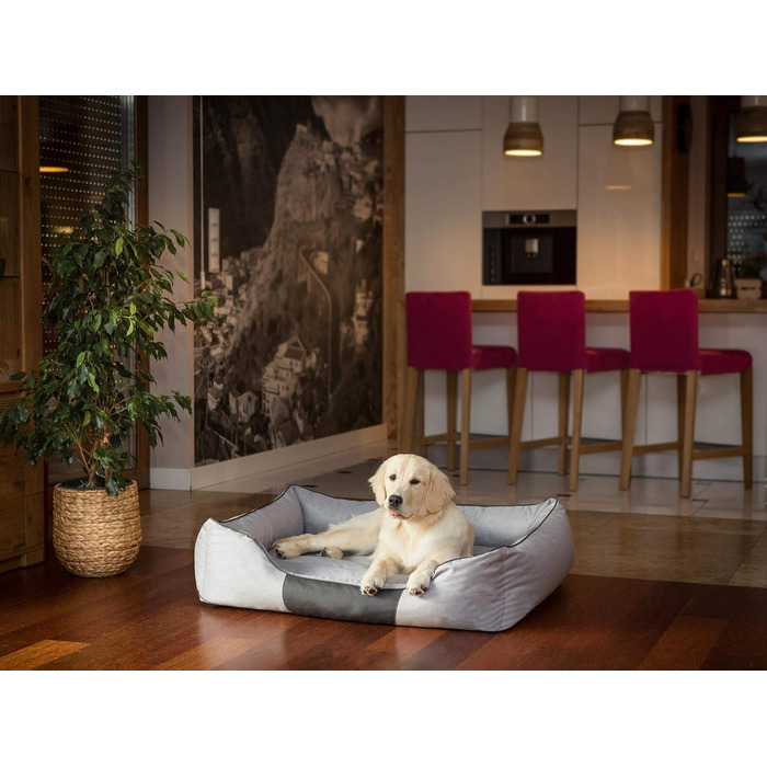 Крісло-ліжко для собак XL 85x65 см, м'яке, сіре (також розміри XXL 110x90 см)