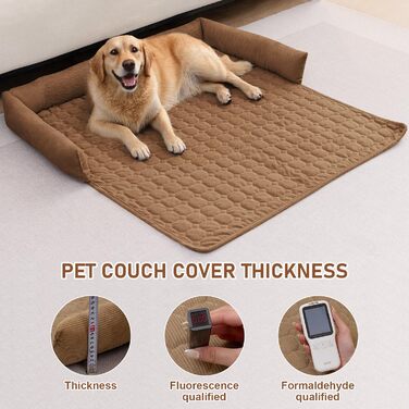 OKYUK Преміум лежанка для собак - захист дивану для тварин, ручної роботи та пральна подушка для собак, м'яка лежанка для собак для всіх розмірів (Корд Кава, 75 x 75 см) 75 x 75 x 10 см Корд Кава