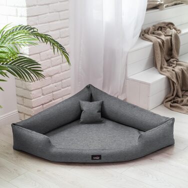 Ортопедичне ліжко для собак Tierlando® Trivia, 80x80 см, з віскоеластичною матрацом, поліестер, темно-сірий меланж