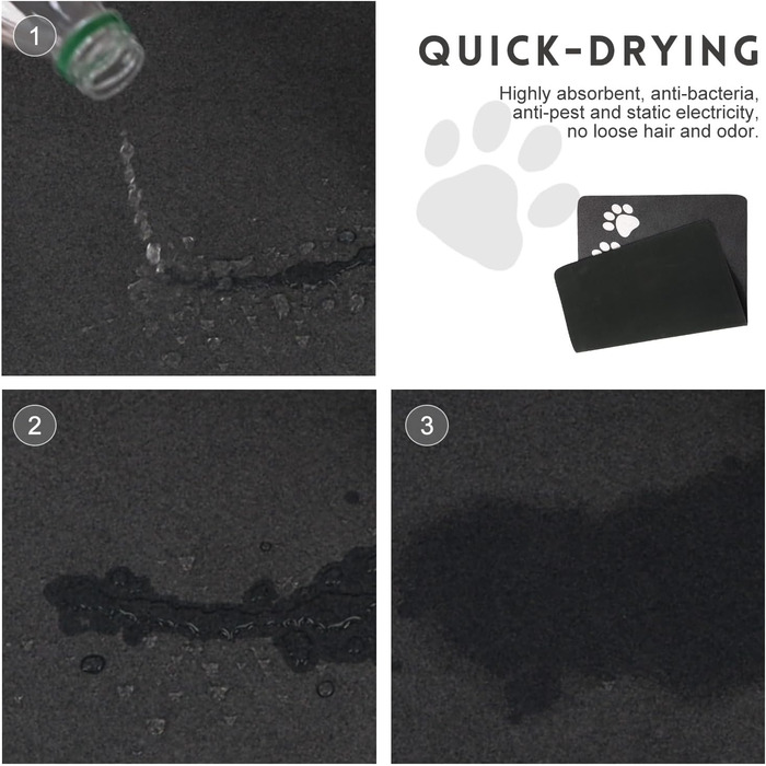 Килимок під миски для котів та собак SUKUTU, чорний, 40x60 см, неслизький, швидковисихаючий