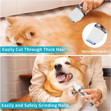 Триммер для собак 4-в-1: машинка для стрижки, ножиці, точилка для кігтів, гребінець. Безшумна, акумуляторна. Підходить для собак та котів.