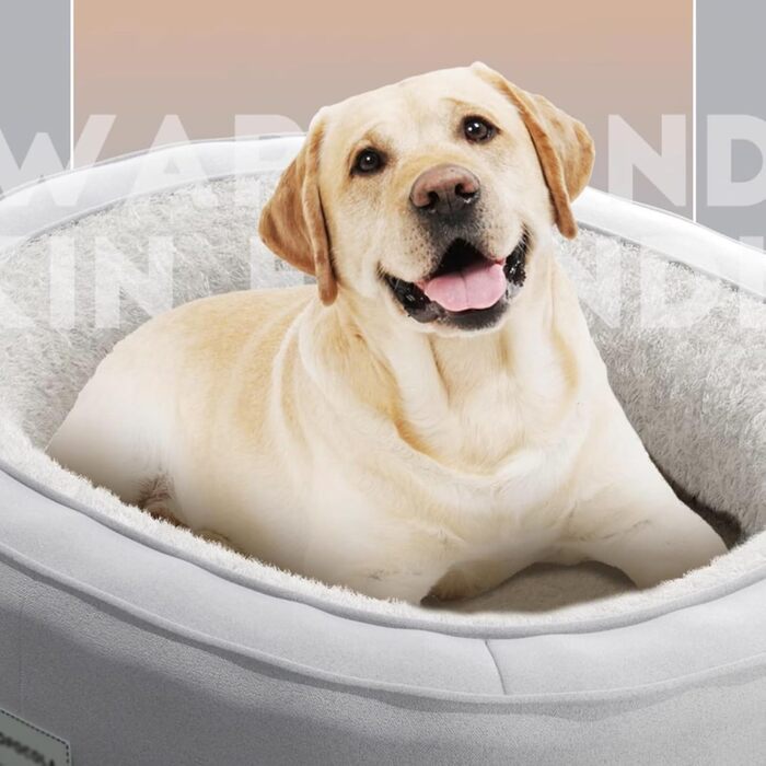 Ортопедичне ліжко для собак, кругла форма, Donut-дизайн, антистресове подушення, ліжко-софа для собак та котів, тепле зимове, з пам'яті ефекту піна, кошик для собак, м'яке покриття, сірий колір, розмір L