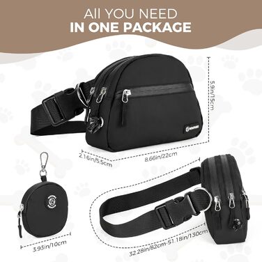 Сумка для дресирування собак Leckerlibeutel, з невеликим кишеньковим мішечком, вбудованим диспенсером для пакетів та тримачем для собачих екскрементів, кремового кольору (чорний)