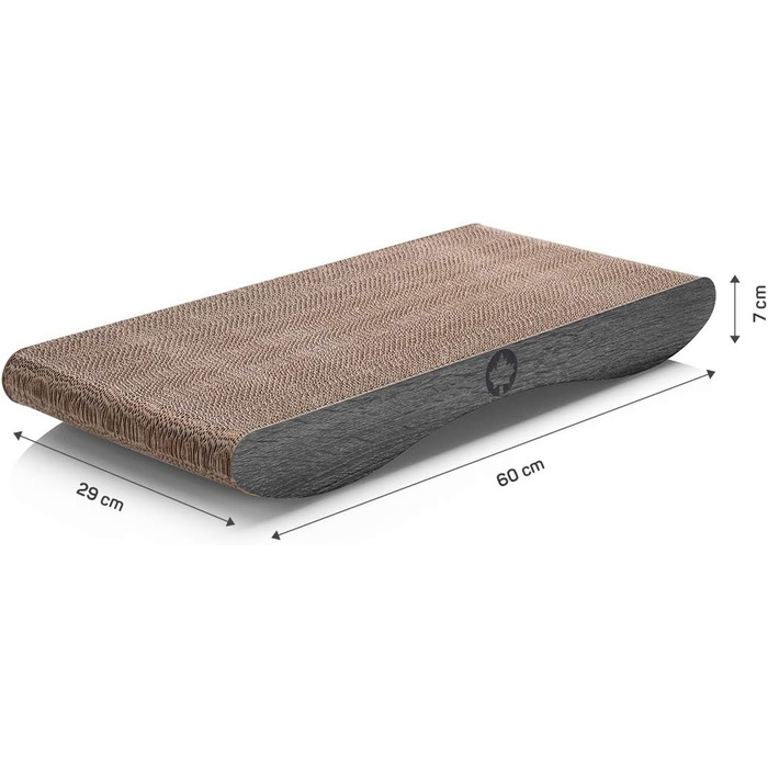 Когтеточка для котів CanadianCat Comet L XL, картон, з котячою м'ятою, 60x29x7 см, темно-сіра, дерев'яний дизайн