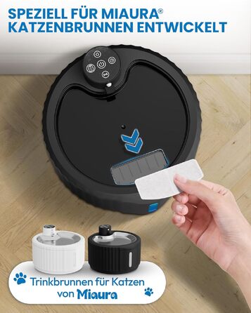 Фонтанчик для котів Miaura® бездротовий, 2.8л, з датчиком руху та фільтрами (20 шт.) - тихий, для пиття котів