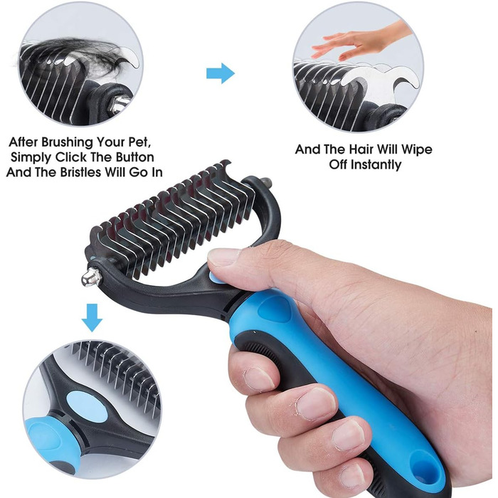 Інструмент для догляду за тваринами: двосторонній гребінь для вичісування підшерстка котів та собак – безпечний гребінь для видалення ковтунів та вичісування – без випадання шерсті