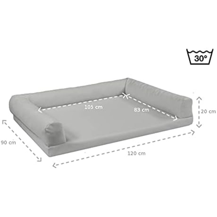 Ортопедичне ліжко для собак Juelle з штучної шкіри, собаче ліжко-софа з ортопедичним матрацом, знімний чохол, придатне для прання в пральній машині Lord L-XXL (120x90 см, темно-коричневе)