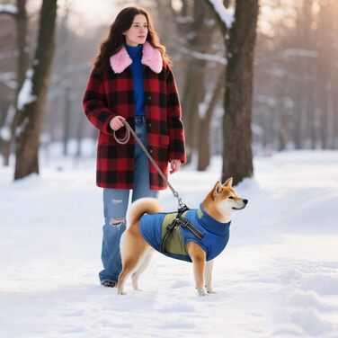 Зимова куртка для собак, вантажний дизайн, світловідбиваюча, водонепроникна жилетка для цуценят та собак середніх розмірів (M, Темно-синій)