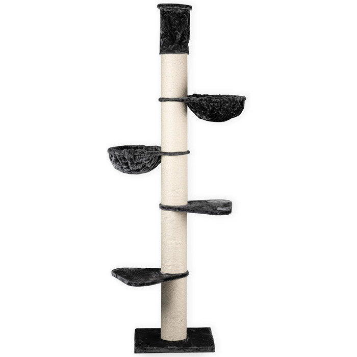 Дерево для великих котів RHRQuality Maine Coon Tower Plus, висота до 295 см, стовпи 20 см, темно-сірий, для мейн-кунів