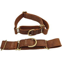 Шкіряний нашийник BlazingPaws Martingale для великих собак XL-XXL, 3,8 см, регульований, у стилі used-look, світло-коричневий