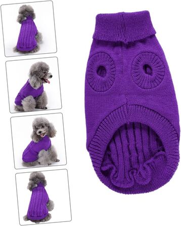 Пов'язка на голову для собак POPETPOP з акрилових волокон, милий дизайн, тепла, для зими, можна прати та використовувати повторно (XL, фіолетовий)