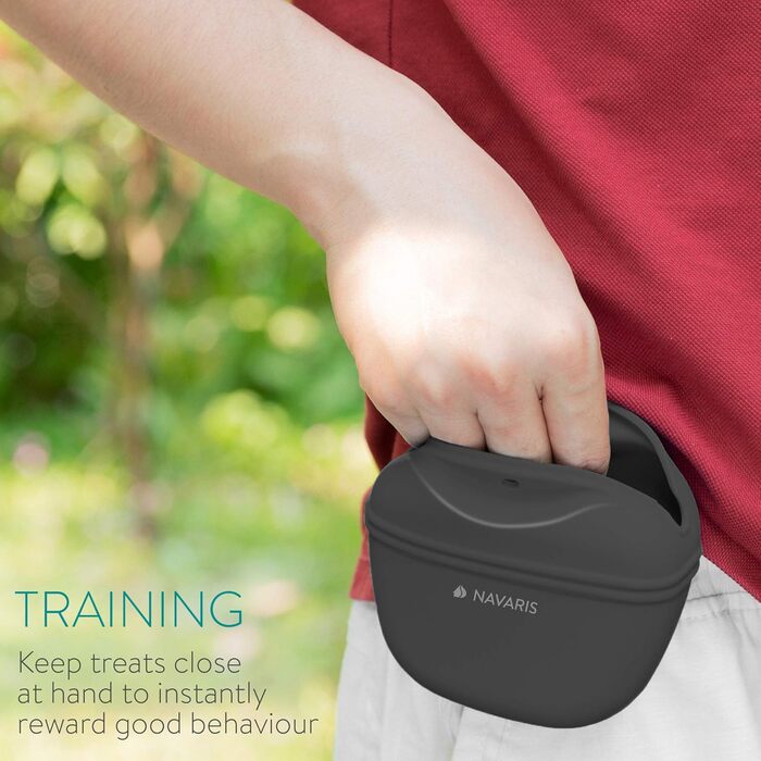 Набір з 2 силіконових мішечків для корму Navaris - 2 шт. з кліпсою та магнітом - для ласощів, сухого та вологого корму (сірий & зелений)