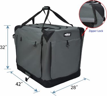 Клітка для собак EliteField з 3 дверцятами, складна, м'яка, з сумкою для перенесення та підстилкою з флісу, для використання в приміщенні та на вулиці, 91.4 x 61 x 71.1 см