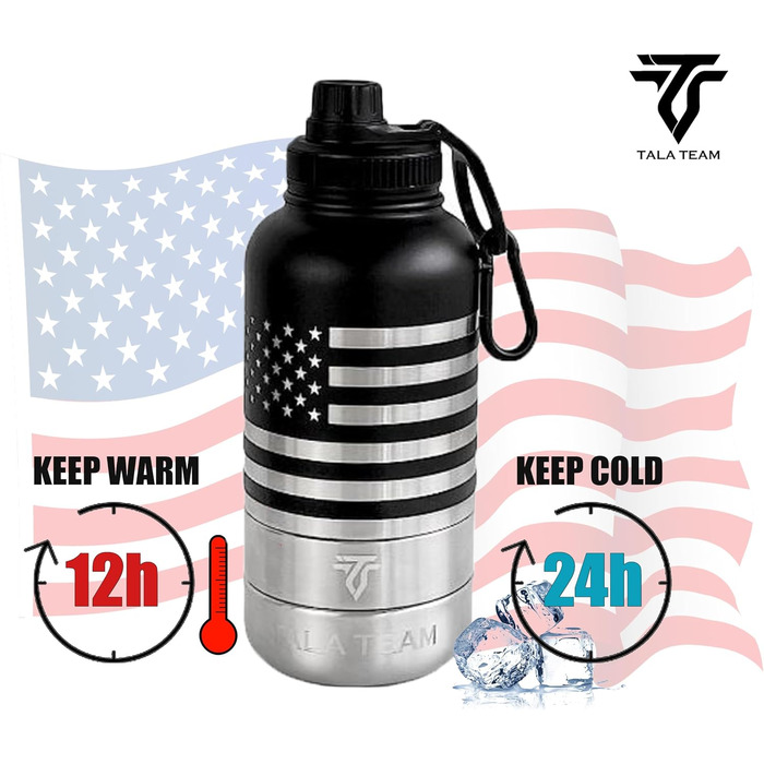 Ізольована пляшка для води для собак TALA TEAM - туристична пляшка з мисками для собак, чорна