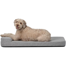 Лежанка для собак Diggs Bolstr, сіра, з водонепроникним покриттям та зручною підголівником (M)