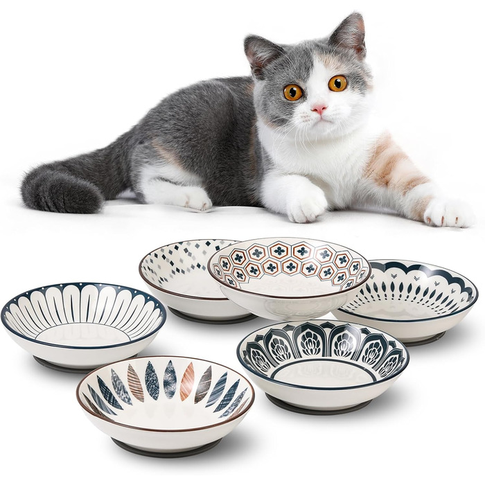 Набір мисок для котів з кераміки Katzennapf Set - 6 шт. - білий (Classic-A)