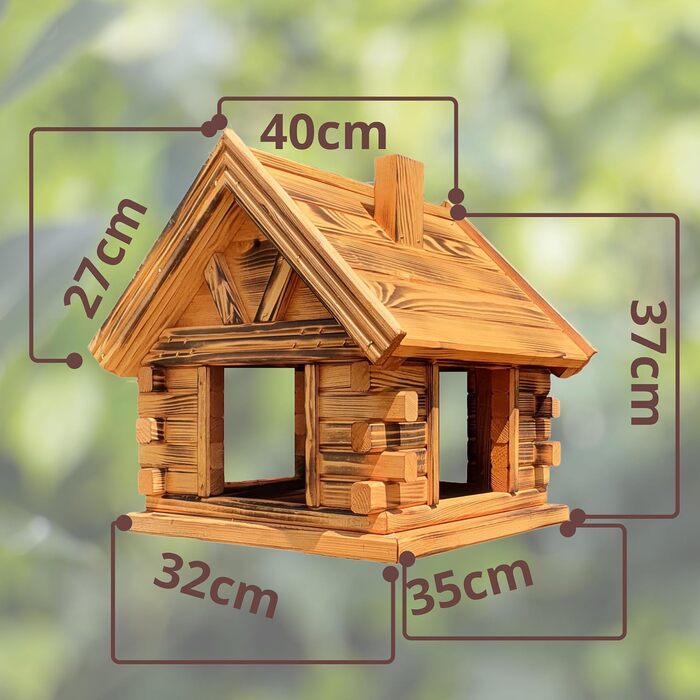 Дерев'яний будиночок для птахів з сосни, вигорілий, годівниця Vogelhaus