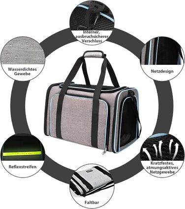 Транспортна переноска для котів та собак, розкладна, з м'якою підстилкою, розширювана (для 2 котів/собак/щенят)