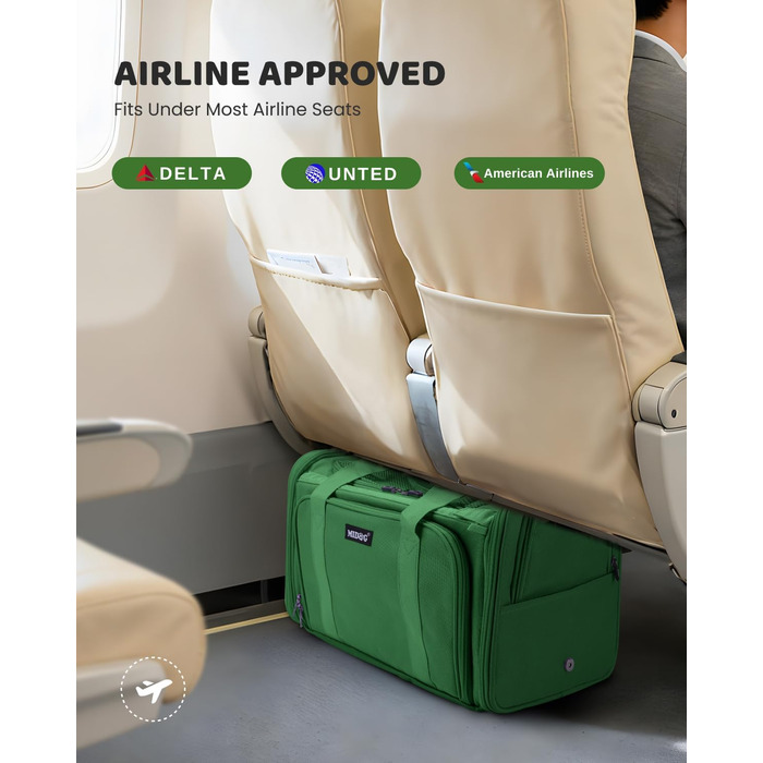 Трансформер для котів MIDOG: м'яка переноска з TSA-сертифікацією, для подорожей літаком, під сидіння, з розширеним простором та надійними застібками. Оливковий/Листяний колір