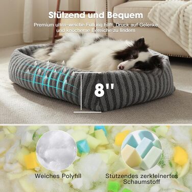 Крісло-ліжко для собак середніх порід, знімний чохол, тепле, м'яке, антиковзаюча підставка, 64 x 54 x 18 см, (M-PLUS-91 x 69 x 20 см, сірий)