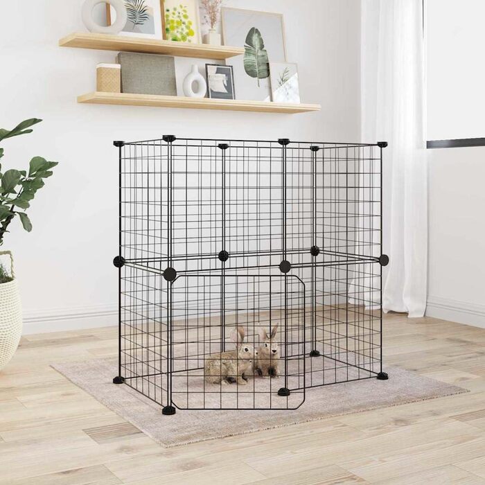 Клітка для тварин vidaXL 12 шт. з дверцятами, чорна, 35x35 см, сталева, для кроликів та цуценят