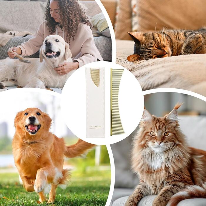 Гребінець для собак та котів, щітка для грумінгу, аксесуари для догляду за шерстю, для довгошерстих порід, щоденне використання, сезон линьки, для цуценят (золотий)