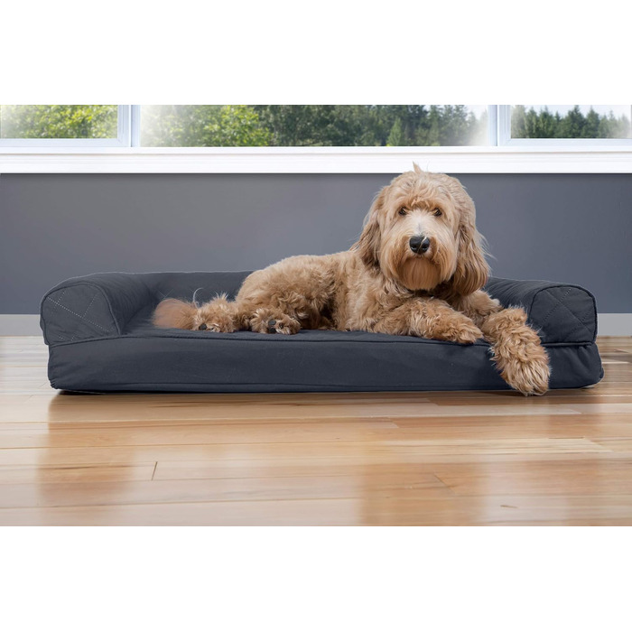 Гарне літнє собаче ліжко Furhaven з гелевим шаром, стиль софи, знімний чохол, колір фіалковий, розмір L (91 x 69 x 17 см)