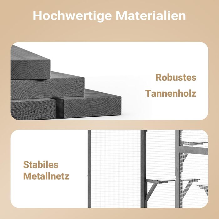 Вольтек (Wiltec) вольєр для котів 116 x 82 x 175,7 см, вольєр для котів з дерева з ПВХ-покриттям, 5 ярусів, для саду, балкону