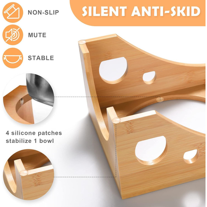 Набір мисок для собак FoiiLiio з нержавіючої сталі (2 шт., 1100 мл), підставка з бамбука, годівниця для собак