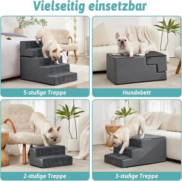 Сходинка для собак COZY KISS, для маленьких собак і котів, з нековзким покриттям, з щільного піноматеріалу, для ліжка, дивану, авто (Чорний & Білий, 7x0x60cm)