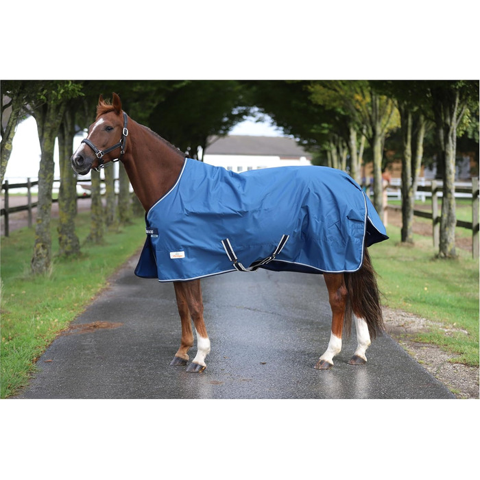Водонепроникна поводовкова накидка для коней Marengos by Bucas Freedom Turnout 600D з підкладкою та перехресними ременями, Navy/Beige, 155 см