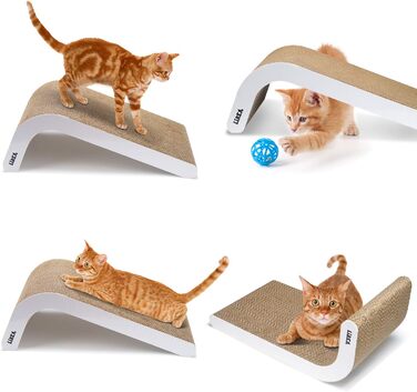 Котячий когтетоп LIKEA з котячою м'ятою, якісна картонна конструкція, декілька кутів для дряпання, 45 x 25 x 19 см
