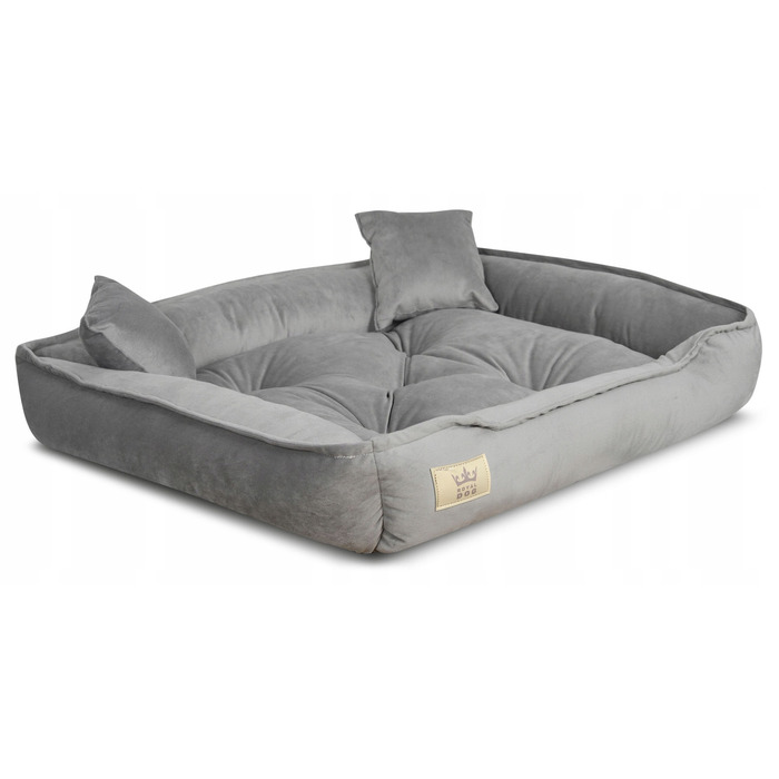 Велюрова лежанка для собак та котів, м'який диван-ліжечко 75x65 см, сірий