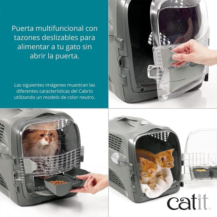 Переноска для котів Catit Cabrio, транспортна коробка, 51×33×35 см, бірюзово-сіра