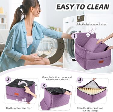Автокрісло для собак маленьких та середніх порід, фіолетове. З кишенями для зберігання, поводок, посилена підставка.