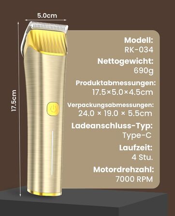 Машинка для стрижки коней Oneisall бездротова з металевими лезами та набором запасних, тиха, для густого та сплутаного волосся, 7000 обертів, потужний двигун