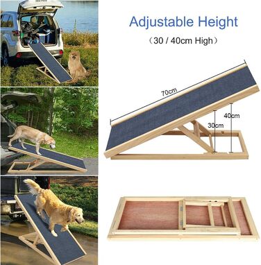 Рампа для собак у машину, складна, для маленьких, середніх та великих собак, котів, з антиковзким покриттям, легка, 100 x 60 см (4 висоти), 70 x 40 см (2 висоти)