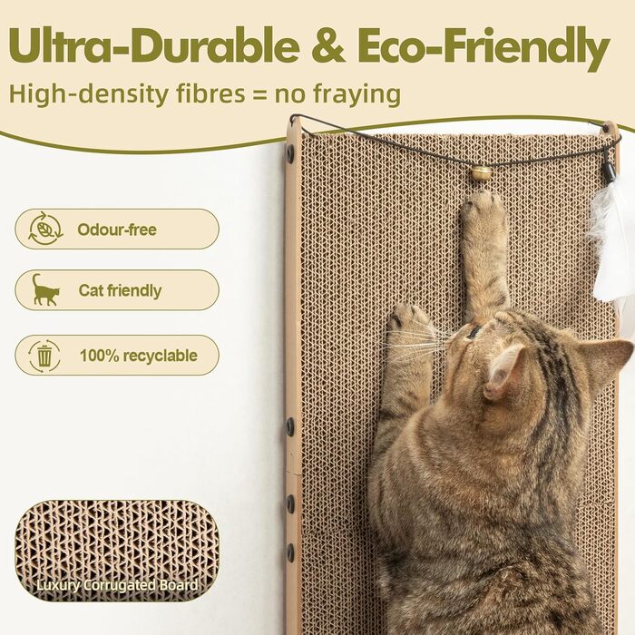 Котячий когтетоп з картону Mora Pets: великий, L-подібний, з іграшкою, 59 см