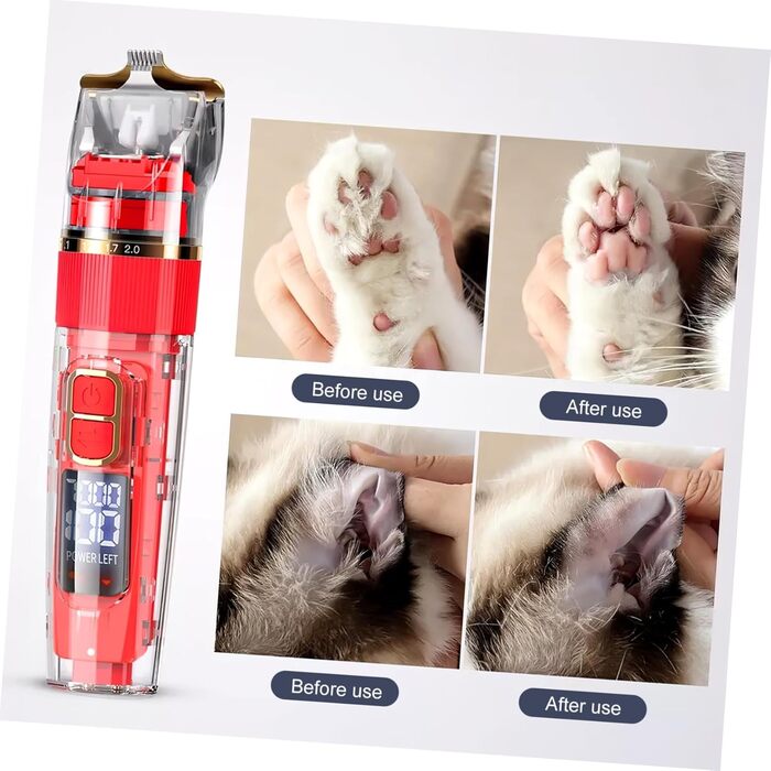 Машинка для стрижки тварин TOYANDONA бездротова з LED-дисплеєм, тиха, миється, багатофункціональна для собак та котів. З регульованими насадками-гребінцями