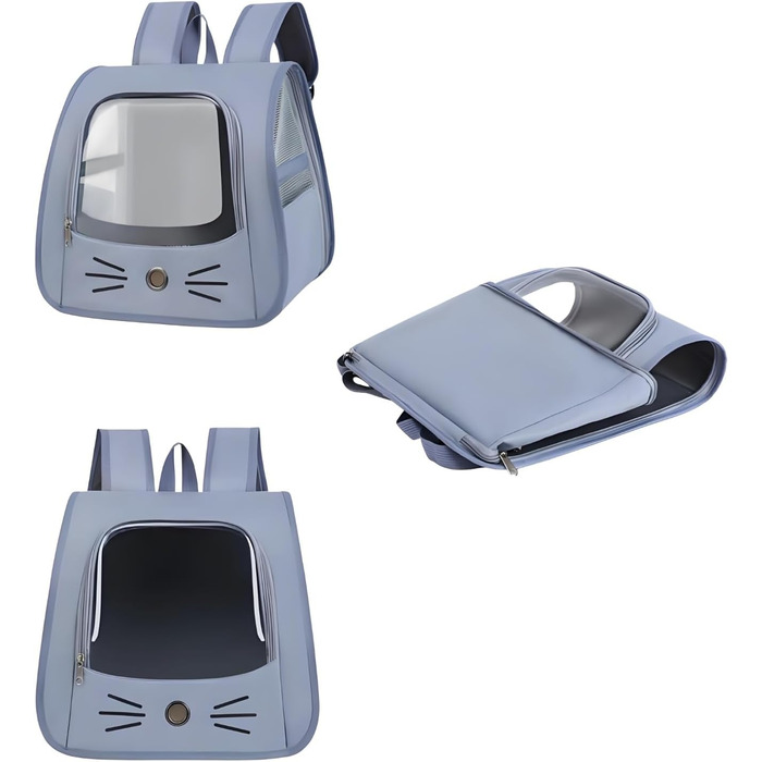 Рюкзак для кота з сіткою, портативний та складаний, переноска для домашніх тварин, дихаючий та складаний рюкзак для домашніх тварин, з прозорим вікном, для тварин до 6,5 кг