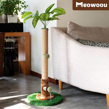 Когтеточка стовпчик Meowoou 81 см з сизалем, зелена, іграшка для котів